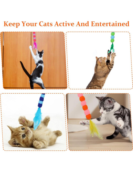 Juguetes Interactivos para Gatos Oruola - 4 Varitas con Pelotas
