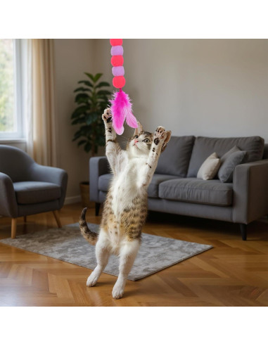 Juguetes Interactivos para Gatos Oruola - 4 Varitas con Pelotas