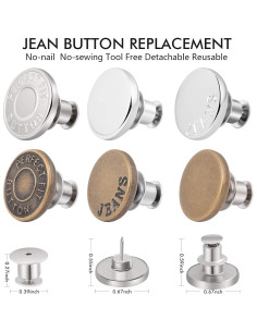 12 Botones de Reemplazo para Jeans Ceryvop Ajustables de Metal 2