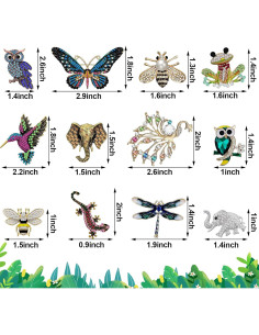 Set de 12 Broches de Animales Junkin con Cristales para Mujeres 2