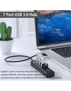 Hub USB 3.0 VIENON de 7 Puertos para Laptop y PC 2