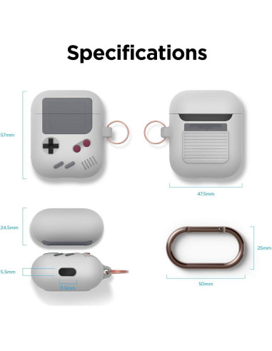 Estuche de Silicona Elago AW5 para AirPods 1 y 2 - Gris Claro