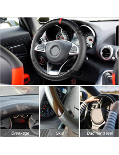 Funda de Volante Osilly 38 cm Antideslizante Cuero Carbono Negro 2