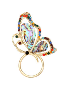 Broche de imán mariposa concha abulón Paua oro 8.5cm