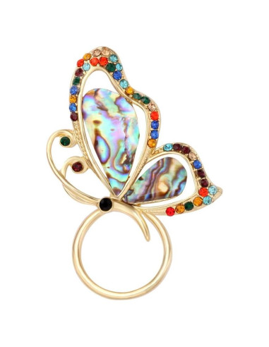 Broche de imán mariposa concha abulón Paua oro 8.5cm