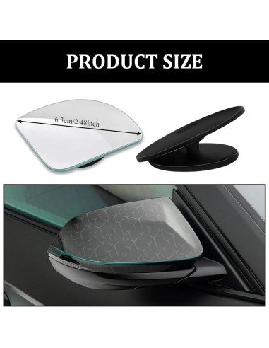 Espejo Convexo de Punto Ciego para Auto Lyxheth 2PCS Ajustable