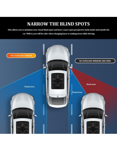 Espejo Convexo de Punto Ciego para Auto Lyxheth 2PCS Ajustable