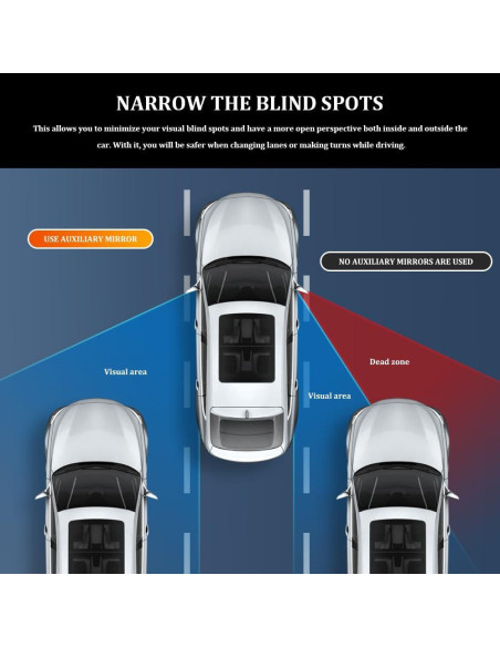 Espejo Convexo de Punto Ciego para Auto Lyxheth 2PCS Ajustable