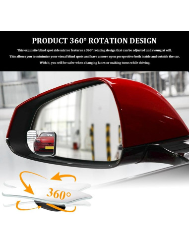Espejo Convexo de Punto Ciego para Auto Lyxheth 2PCS Ajustable