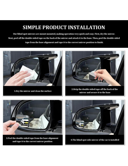 Espejo Convexo de Punto Ciego para Auto Lyxheth 2PCS Ajustable