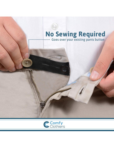 Extensor de Cintura Elástico Comfy Clothiers Negro - Paquete de 5