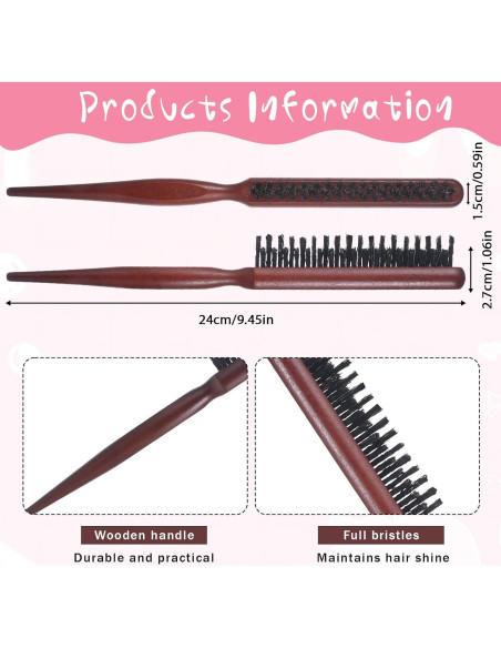 Cepillo de Alisar Cabello BOHUIZ de Madera y Nylon 27x15cm