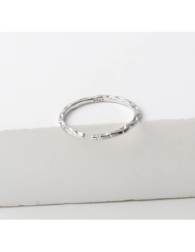Anillo Abierto Ajustable de Plata Esterlina 925 Texturizado