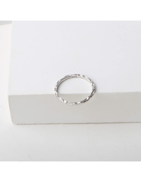 Anillo Abierto Ajustable de Plata Esterlina 925 Texturizado