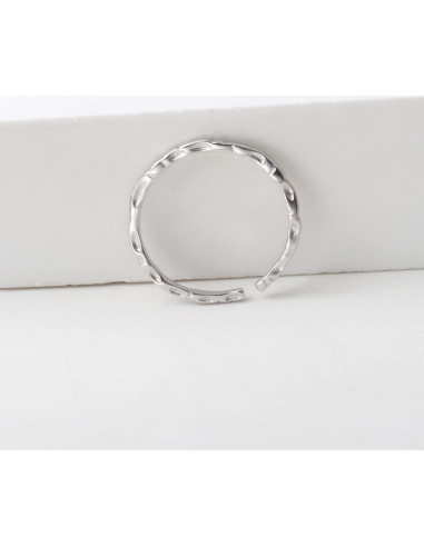 Anillo Abierto Ajustable de Plata Esterlina 925 Texturizado