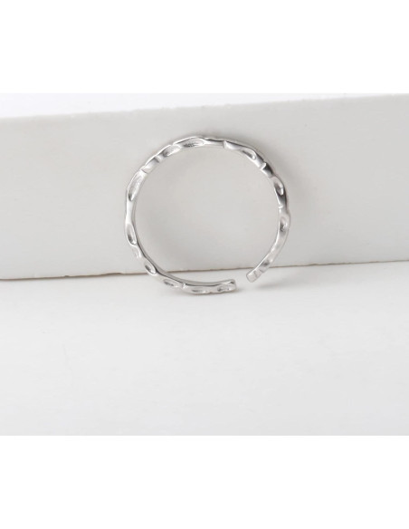 Anillo Abierto Ajustable de Plata Esterlina 925 Texturizado