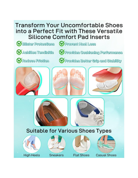 10 Almohadillas de Confort para Tacones Altos Snqqmtt - Gel Transparente