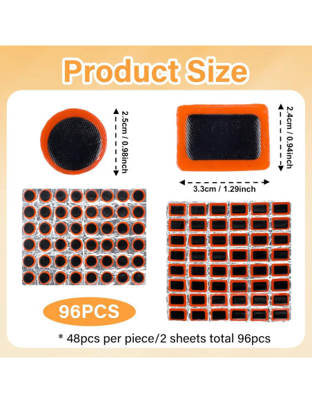 96 Parches de Neumático de Bicicleta LIQWEI - Goma Negra