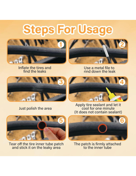 96 Parches de Neumático de Bicicleta LIQWEI - Goma Negra