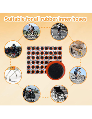 96 Parches de Neumático de Bicicleta LIQWEI - Goma Negra