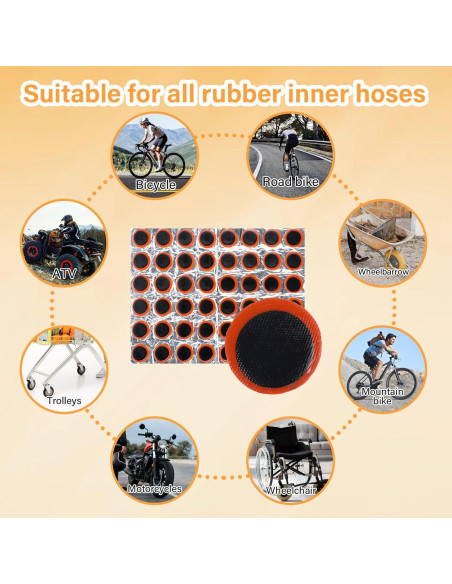 96 Parches de Neumático de Bicicleta LIQWEI - Goma Negra