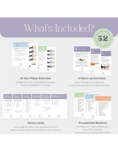 Tarjetas de Ejercicio de Pilates Core Time - 56 Tarjetas