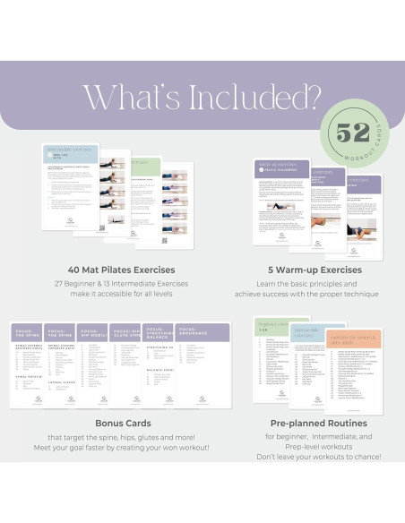 Tarjetas de Ejercicio de Pilates Core Time - 56 Tarjetas