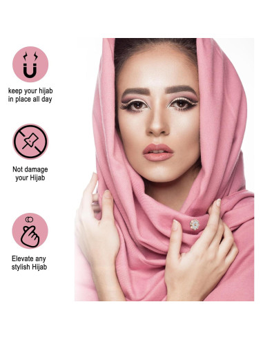 8 Pares Pines Magnéticos para Hijab Ballsy - Rhinestones/Perlas