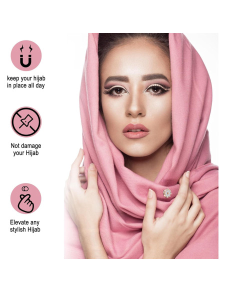 8 Pares Pines Magnéticos para Hijab Ballsy - Rhinestones/Perlas