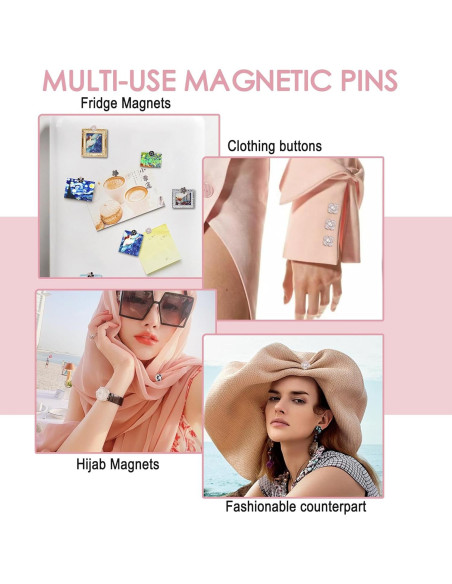 8 Pares Pines Magnéticos para Hijab Ballsy - Rhinestones/Perlas