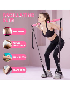 Kit de Barra de Pilates OSCILLATING SLIM Rosa con Bandas de Resistencia 2