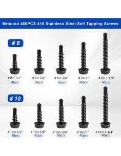 Kit de Tornillos Autoperforantes Mriuuod 460PCS Acero Inoxidable 2