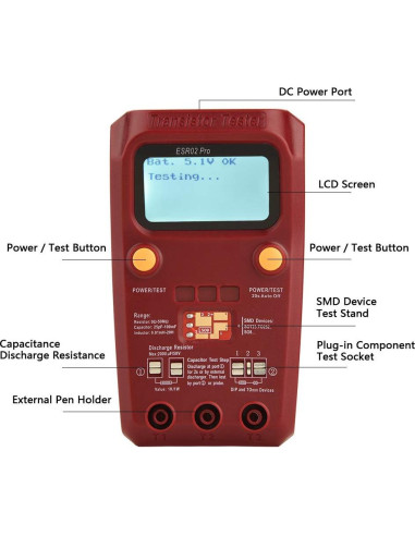 Probador de Transistores BSIDE ESR02 con Pantalla LCD Grande