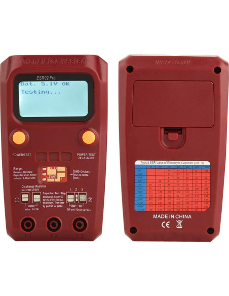 Probador de Transistores BSIDE ESR02 con Pantalla LCD Grande