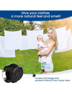 Tendedero Retráctil Doble HOXSURY 30 m Resistente Interior/Exterior 2