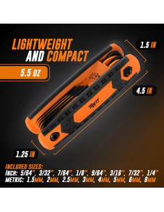 Juego de Llaves Allen Plegables 17 Piezas Mutt Tools - Hexagonales SAE y Métricas 2