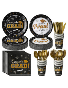 Suministros de Fiesta de Graduación FunnyPars Sirve 25 Platos y Servilletas