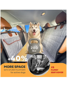 Cubierta de Asiento para Perros APetsPlanet Gris con Puertas 2