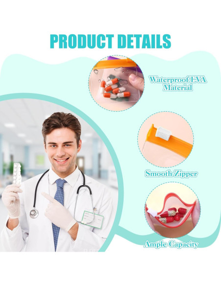 24 Bolsas de Píldoras WER78 con Bloqueo Deslizante - Organizador de Viaje