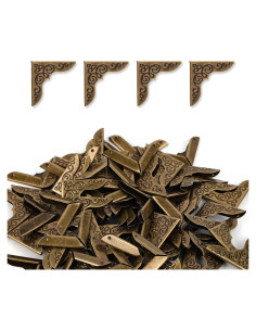 80 Protectores de Esquinas de Metal Vintage Dorado para Libros