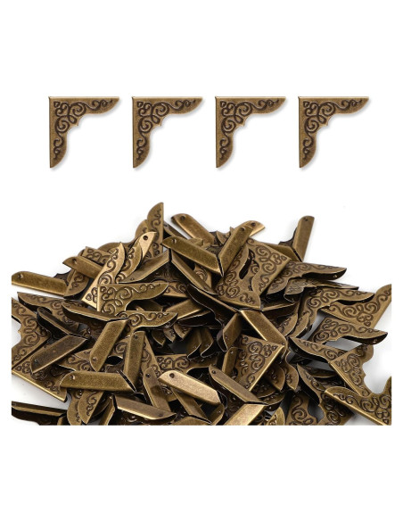 80 Protectores de Esquinas de Metal Vintage Dorado para Libros