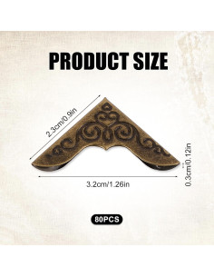 80 Protectores de Esquinas de Metal Vintage Dorado para Libros 2