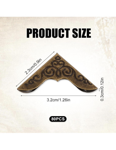 80 Protectores de Esquinas de Metal Vintage Dorado para Libros