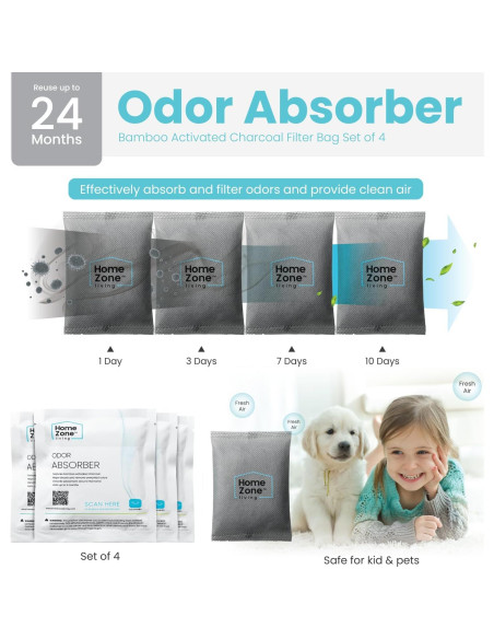 Conjunto de 4 bolsas de filtro de carbón activado CleanAura