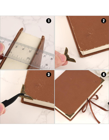 80 Protectores de Esquinas de Metal Vintage Dorado para Libros