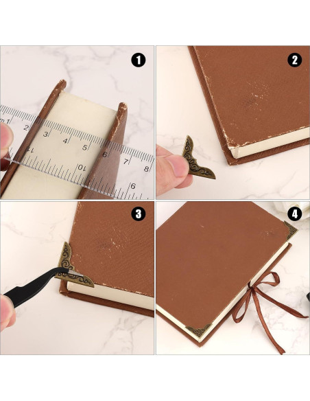 80 Protectores de Esquinas de Metal Vintage Dorado para Libros