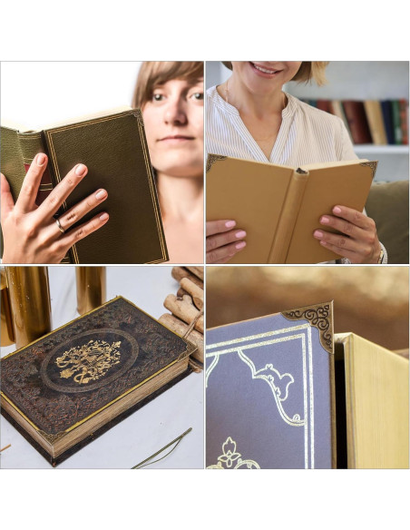 80 Protectores de Esquinas de Metal Vintage Dorado para Libros