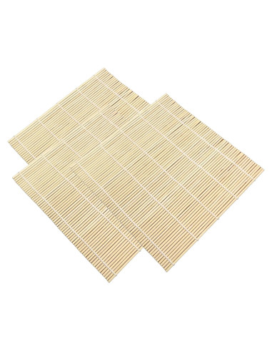 Juego de 3 Esteras de Sushi YOFAN de Bambú Natural 22.86 cm