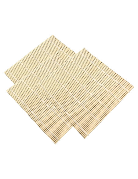 Juego de 3 Esteras de Sushi YOFAN de Bambú Natural 22.86 cm
