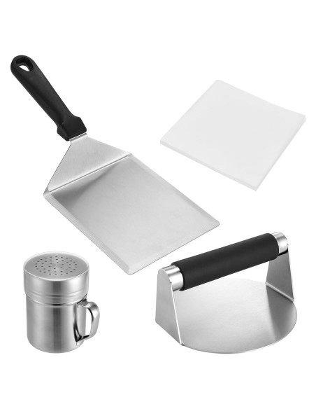 Kit de Prensa de Hamburguesas Whaleme con Espátula y Dosificador Kit de Prensa de Hamburguesas Whaleme con Espátula y Dosificador